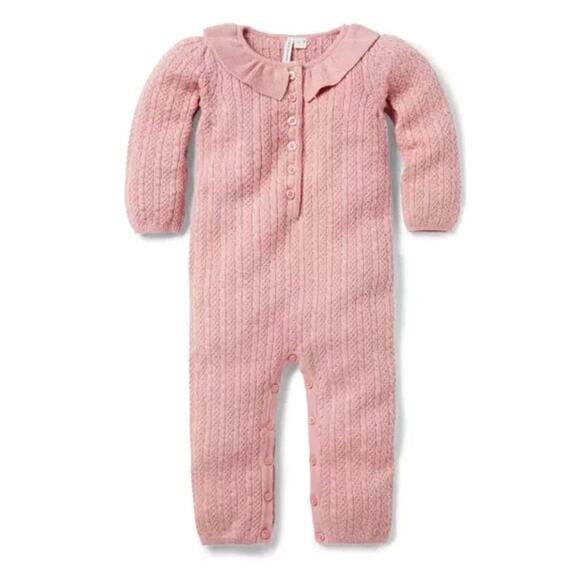 Janie and Jack Other - New Janie and Jack Pink Cableknit Sweater Romper One Piece Baby Girl 6-12 Months